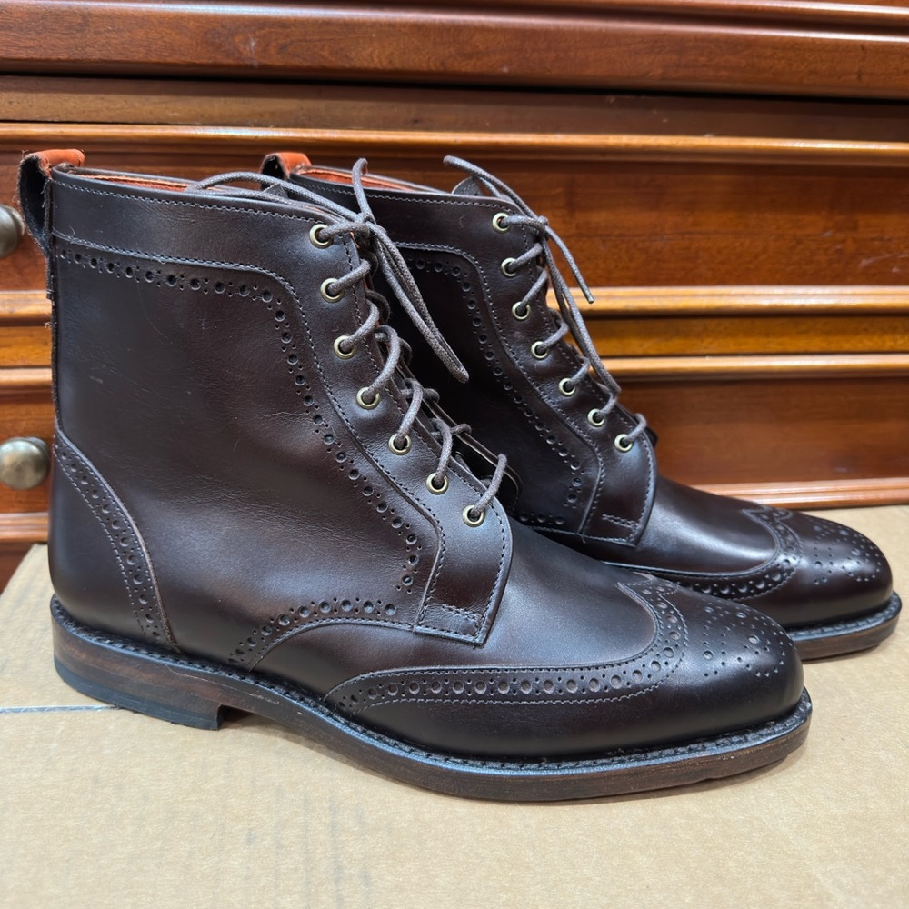 Allen Edmonds Dalton Wingtip Boots Chocolate Dark Brown Men Size 7.5D